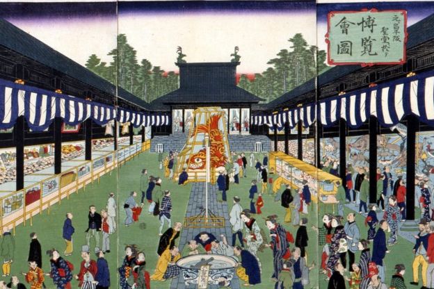 文部省博覧会「元ト昌平阪聖堂二於テ博覧会図」（昇斎一景）／乃村工藝社蔵