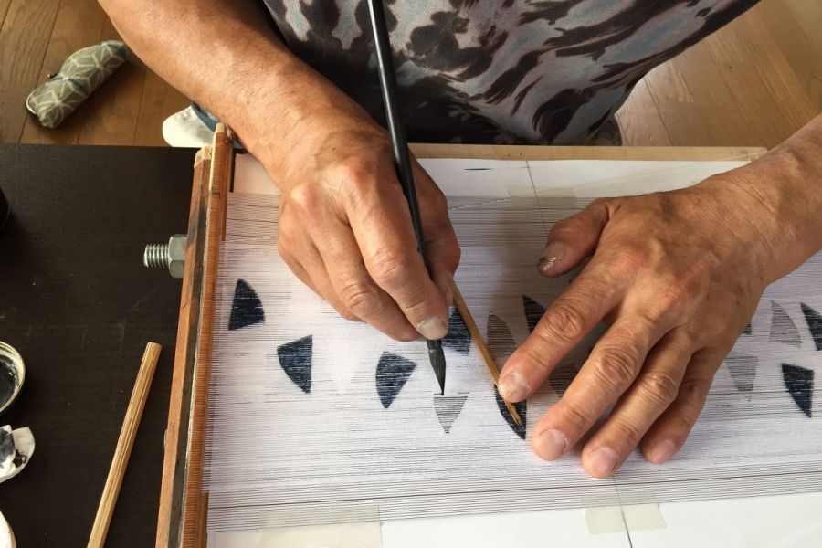 久留米絣絵糸書き